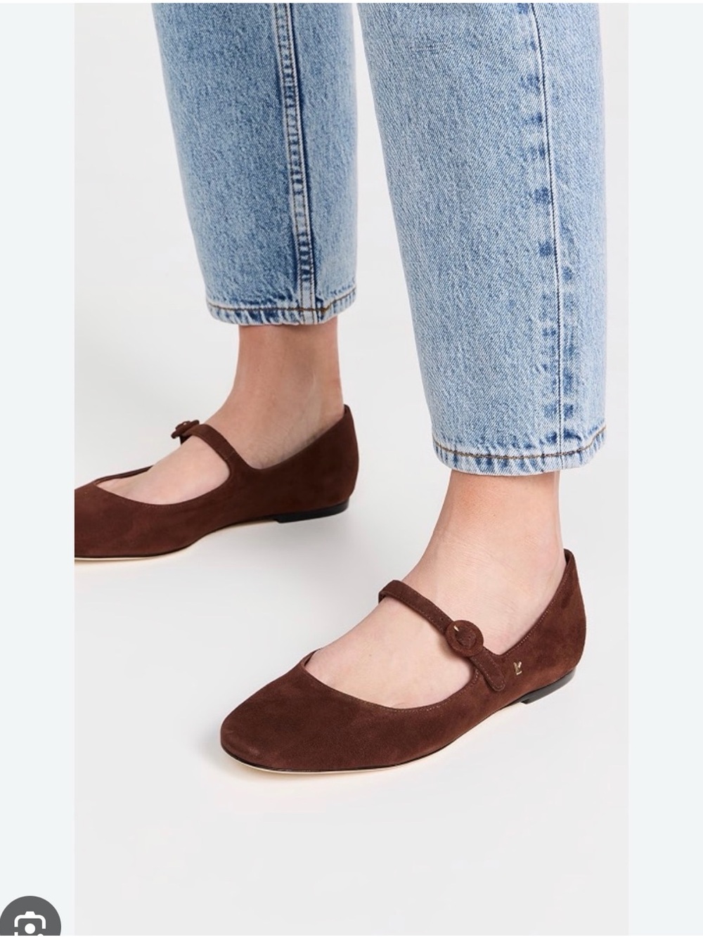 Larroude Brown Suede Blair Mary Jane Flats